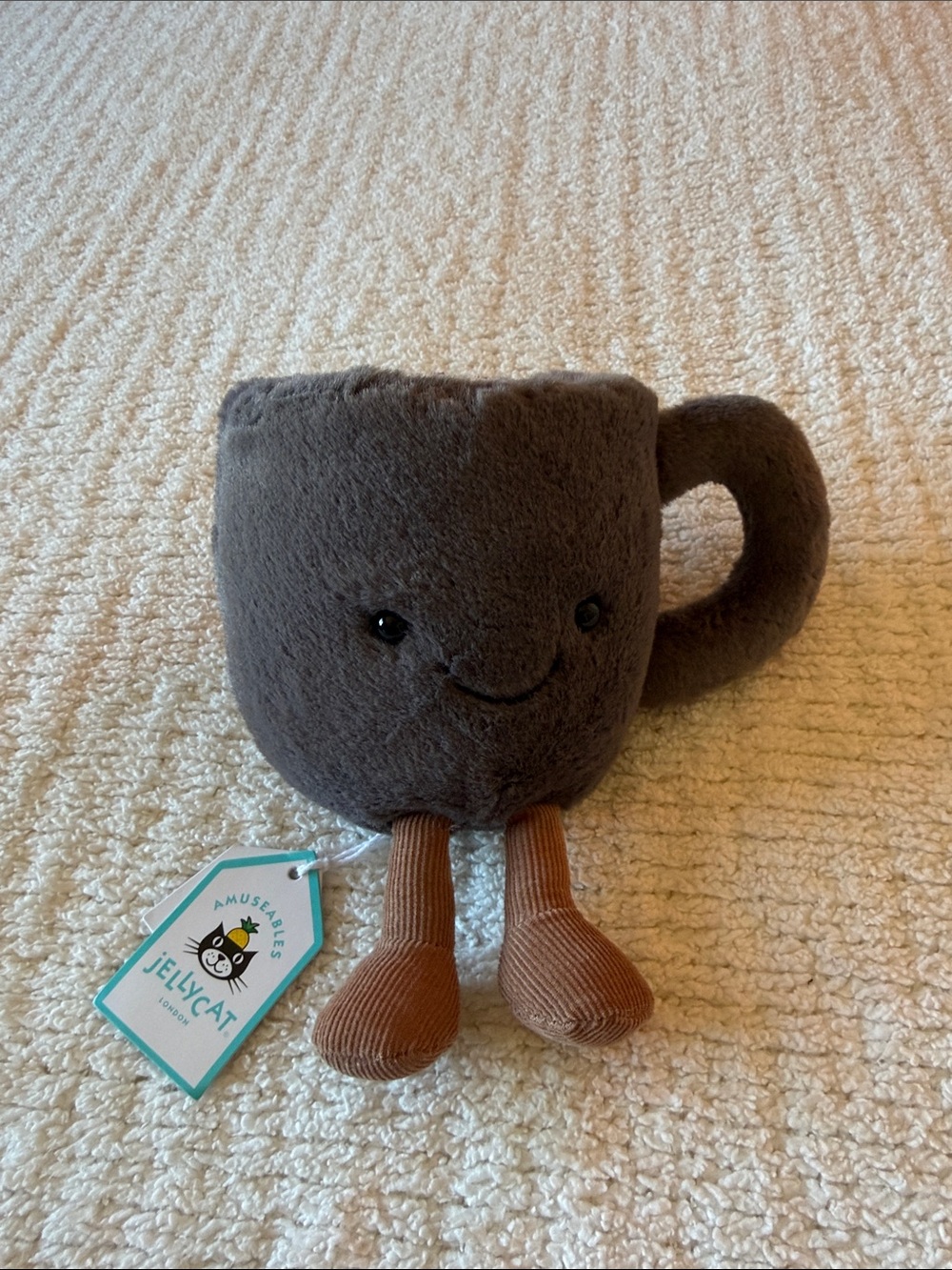 NWT Jellycat Brown and Tan Small Plush Coffee Cup with Legs